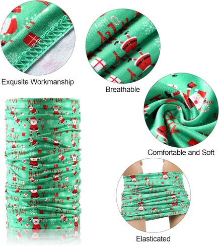 10 Pieces Christmas Neck Gaiter Balaclava Bandana Christmas Printed Santa Claus Face Covering Scarf, 6 Pieces Adult Winter Bandana and 4 Pieces Children Winter Bandana for Christmas in Saudi Arabia