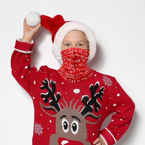 10 Pieces Christmas Neck Gaiter Balaclava Bandana Christmas Printed Santa Claus Face Covering Scarf, 6 Pieces Adult Winter Bandana and 4 Pieces Children Winter Bandana for Christmas in Saudi Arabia