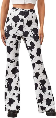 SweatyRocks Women's Boho Stretchy Wide Leg Leopard Print Bell Bottom Flare Pants in Saudi Arabia