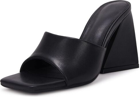 VETASTE Women's Heeled Sandals Square Open Toe Slip on Block Heels Mules in Kuwait