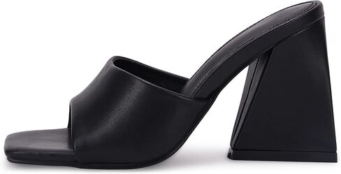 VETASTE Women's Heeled Sandals Square Open Toe Slip on Block Heels Mules in Kuwait