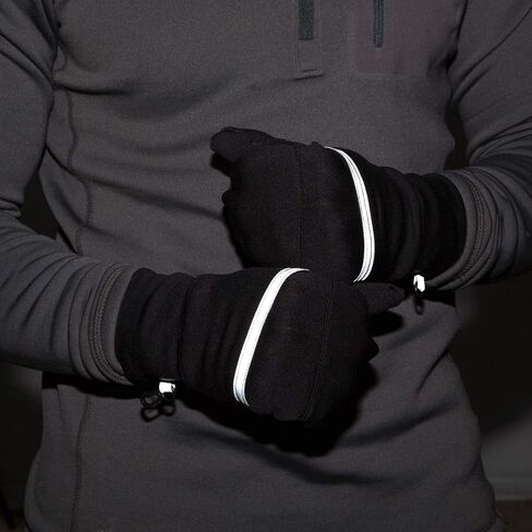 TrailHeads Men's Convertible Mittens and Running Beanie Reflective Gift Set - Black in Kuwait