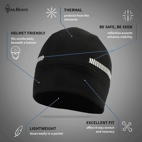 TrailHeads Men's Convertible Mittens and Running Beanie Reflective Gift Set - Black in Kuwait