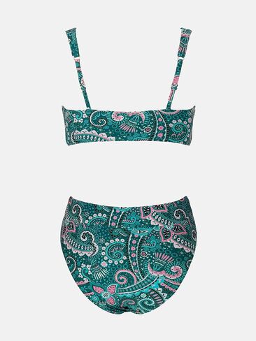 CUPSHE Women Bikini Set Deep V Neck Lace Up Front High Waisted Bottom in Saudi Arabia