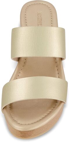 CUSHIONAIRE Sky Platform Sandals for Women, Faux Wood Block Heel Slide with Comfort Foam Footbed and Vegan Leather Straps, Wide Width Available in Saudi Arabia