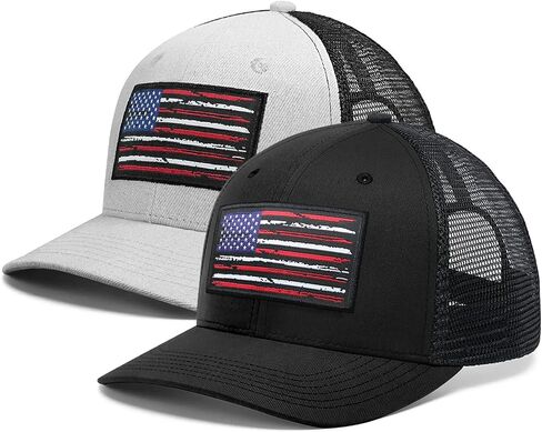 American Flag Hat, Baseball Cap for Men Women, Adjustable Snapback Hats USA Flag Trucker Hat Black in Kuwait