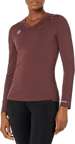 تي شيرت Scrubates Under Scrubs للنساء - تي شيرت نسائي طبي بأكمام طويلة ورقبة على شكل حرف V مع جيب بسحاب in Kuwait