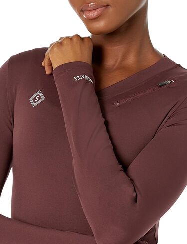 تي شيرت Scrubates Under Scrubs للنساء - تي شيرت نسائي طبي بأكمام طويلة ورقبة على شكل حرف V مع جيب بسحاب in Kuwait