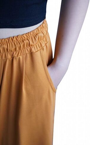 بنطال Mopatiper نسائي بخصر مطاطي وساق واسعة - ناعم متين - كاجوال Palazzo Capri Culottes in Kuwait