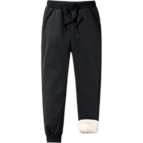 HUGYOIU Men's Winter Warm Sherpa Lined Active Thermal Jogger Fleece Sweatpants Track Pants