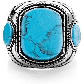 555Jewelry خاتم سلتيك عتيق من الفولاذ المقاوم للصدأ باللون الفيروزي/العقيق للرجال in Kuwait