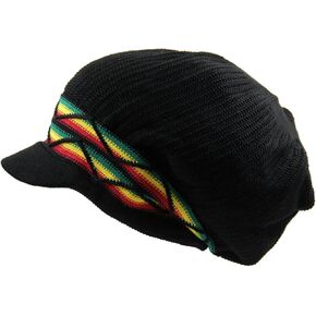 100% Cotton Rasta Dreadlock Wave Beanie Visor