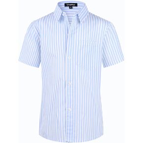 Spring&Gege Boys Button Down Dress Shirt Short Sleeve Casual Vertical Striped Shirt（3-14 Years） in Saudi Arabia