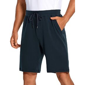 CRZ YOGA Mens Lightweight Sweat Shorts 9 Inches Long Comfy Cotton Jersey Shorts Pockets Casual Lounge Gym Workout Athletic