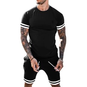 Babioboa Mens Short Sets 2 Piece Outfits Fashion Summer Tracksuit Casual Shirt Shorts Slim Fit Athletic Sports Sweatsuit