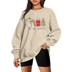 KIMSOONG Oversized Christmas Sweatshirt Women Tis The Season Christmas Shirt Christmas Tree Pullover Casual Blouse Tops