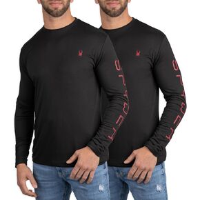 Spyder Mens Crew Neck Long Sleeve Undershirts/Ultra Soft Stretch Sports T-Shirt Dry Fit Athletic Running Workout Shirts