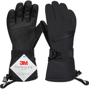 Solaris Waterproof Ski Gloves for Men Women, Winter Warm Cozy 3M Thinsulate Snowboard Gloves with Half Ski Mask for Skiing, Snowboarding, Shoveling & Outdoor Sports