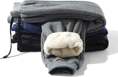 HUGYOIU Men's Winter Warm Sherpa Lined Active Thermal Jogger Fleece Sweatpants Track Pants in Saudi Arabia