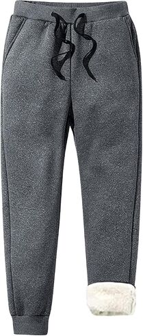 HUGYOIU Men's Winter Warm Sherpa Lined Active Thermal Jogger Fleece Sweatpants Track Pants in Saudi Arabia