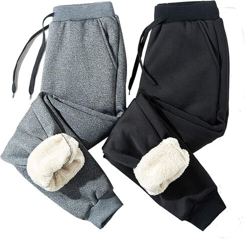HUGYOIU Men's Winter Warm Sherpa Lined Active Thermal Jogger Fleece Sweatpants Track Pants in Saudi Arabia