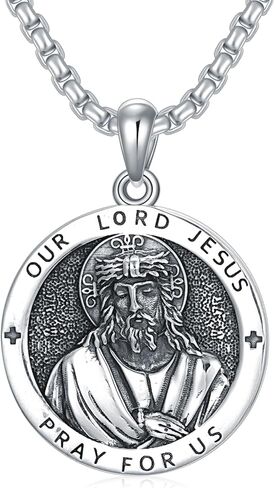 MISTBEE Saint Jude/Michael/Jesus/Virgin Mary/Santa Muerte/Longinus/Serenity Prayer Necklace 925 Sterling Silver Amulrt Medal Pendant Jewelry Thanksgiving Day Gifts for Men Women in Kuwait