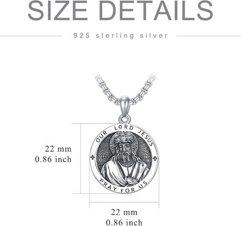 MISTBEE Saint Jude/Michael/Jesus/Virgin Mary/Santa Muerte/Longinus/Serenity Prayer Necklace 925 Sterling Silver Amulrt Medal Pendant Jewelry Thanksgiving Day Gifts for Men Women in Kuwait