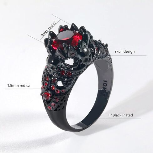ringskull Skull Rings His and Hers Rings Couple Rings Skeleton Black Rings AAA Red Cz Womens Wedding Ring Punk Ring Mens Wedding Bands in Kuwait
