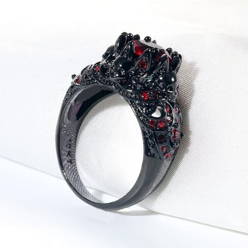 ringskull Skull Rings His and Hers Rings Couple Rings Skeleton Black Rings AAA Red Cz Womens Wedding Ring Punk Ring Mens Wedding Bands in Kuwait