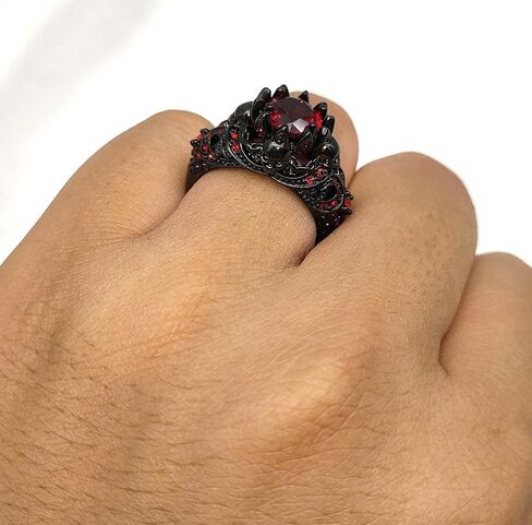 ringskull Skull Rings His and Hers Rings Couple Rings Skeleton Black Rings AAA Red Cz Womens Wedding Ring Punk Ring Mens Wedding Bands in Kuwait