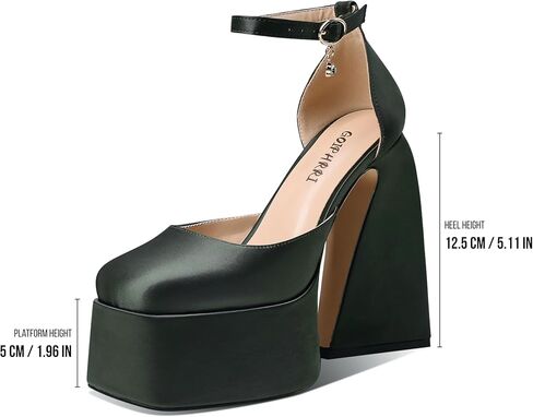 Goiphrri كعب منصة أسود للنساء مثير كتلة مكتنزة كعب مضخات أحذية النساء ساحة تو بيني المتسكعون للنساء أنيق أحذية عمل مريحة in Kuwait