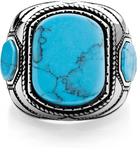 555Jewelry Stainless Steel Vintage Celtic Signet Turquoise/Onyx Stone Ring for Men in Saudi Arabia