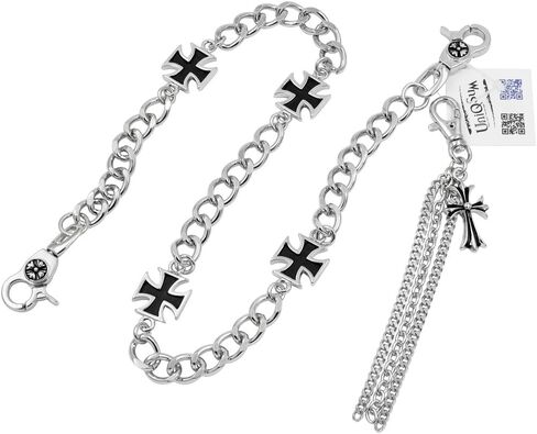 Uniqsum Maltese Cross Charm wallet chain Biker Punk Key chain With Detachable Keyring in Saudi Arabia