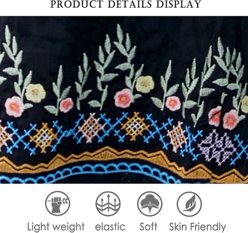 drakloak Women's Pants Casual,Floral Embroidered Wide Leg Pants for Women,High Waisted Pants for Women Long Loose Pants. in Kuwait