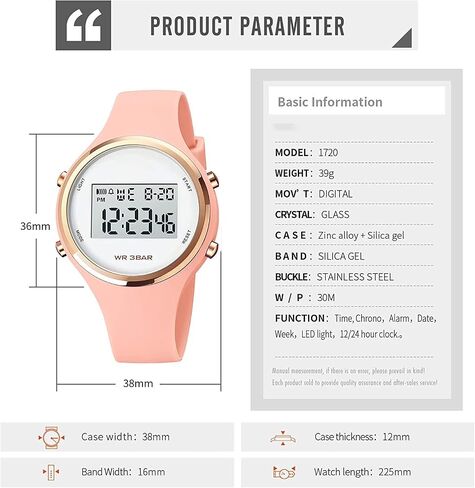 Gosasa Outdoor Sport Women Watches Fashion Ladies Casual Watch Calendar Week Display Alarm Waterproof Rubber Strap LED Digital Watch in Saudi Arabia