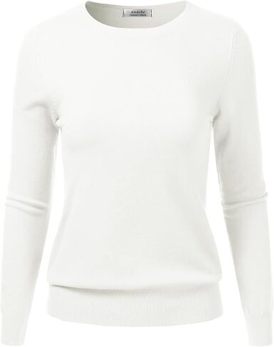 بلوفر نسائي من danibe بياقة دائرية وأكمام طويلة محبوك ناعم (S-XXL) in Kuwait