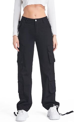 بنطال MYOURSA النسائي ذو الساق المستقيمة عالي الخصر ومقاس مريح Y2k مع جيوب in Kuwait