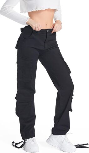 بنطال MYOURSA النسائي ذو الساق المستقيمة عالي الخصر ومقاس مريح Y2k مع جيوب in Kuwait