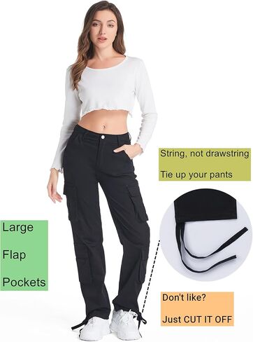 بنطال MYOURSA النسائي ذو الساق المستقيمة عالي الخصر ومقاس مريح Y2k مع جيوب in Kuwait