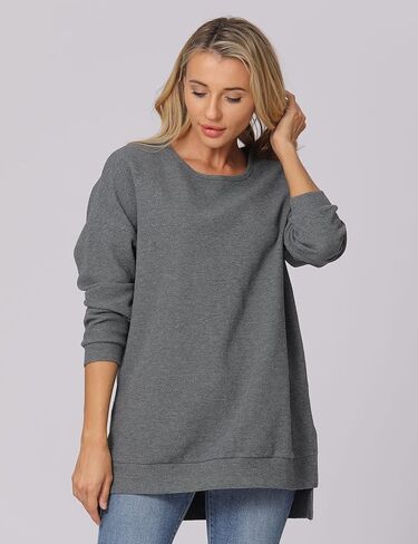 Vodikar Womens Oversized Waffle Knit Crewneck Sweatshirts Long Sleeve Side Slits Casual Pullover Sweatshirt Tops in Kuwait