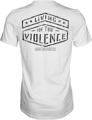Combat Iron Living in The Violence Patriotic Men's Graphic Short Sleeve T-Shirt -Preshrunk Athletic Fit Tees in Kuwait