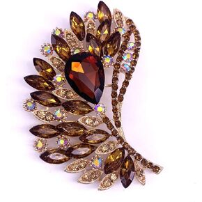 SELOVO Rhinestone Crystal Big Large Brooch Pin Jewerly Accessory Gold Tone in Saudi Arabia
