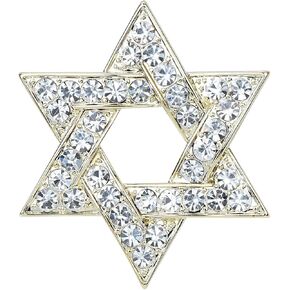 VVCome Sparkle Crystal Star of David Brooch Pin Rhinestone Star Bouquet Brooch Pin Lapel Pins Spiritual Brooch Badge