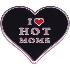 سي جيه جي كيه دي جيه اس دبوس بروش من المينا بتصميم لطيف بعبارة I Love Hot Moms، دبوس بروش مرح على شكل قلب لعيد الام، مجوهرات هدية لطية صدر السترة والجينز والشنط والملابس والديكور، معدن، بدون احجار in Kuwait