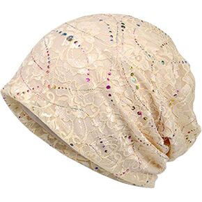 Womens Cotton Beanie Lace Turban Soft Sleep Cap Chemo Hats Fashion Slouchy Hat
