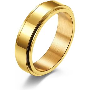 MOROYA 14K Gold Plated Anti Anxiety Ring for Women Men Sun Star Moon Stainless Steel Fidget Ring Gold Spinner Ring Band with Black Box Packed
