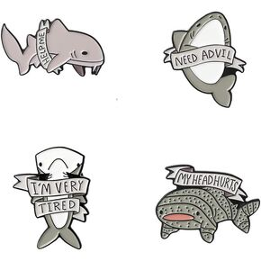 KOOBOOK 4 قطع الإبداعية الجميلة المحيط الحيوان بروش دبابيس الحوت القرش المينا طية صدر السترة دبوس حروف دبابيس حقيبة مدرسية مايكرو كاب أعلى طية طية شارة in Kuwait