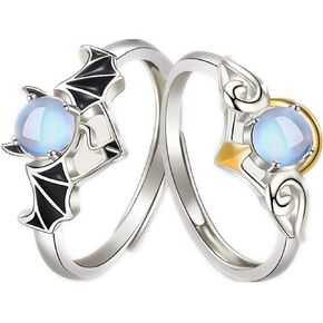 HEIMAXING Angel Devil Moonstone Couple Rings Matching Rings Open Adjustable Promise Rings Gift for Her Him in Kuwait