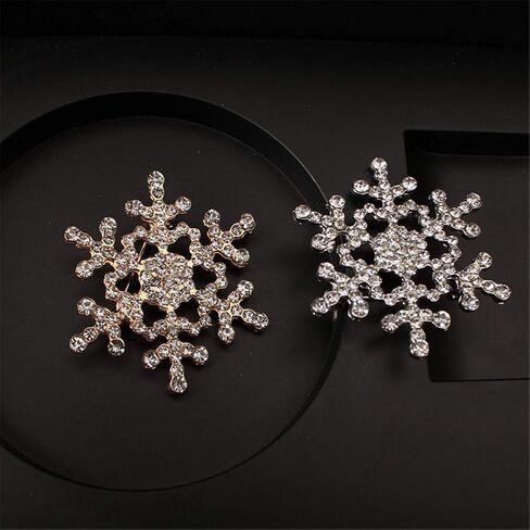Rhinestone Snowflake Brooch Pins Winter Wedding Crystal Christmas Brooch Jewelry for Women in Kuwait