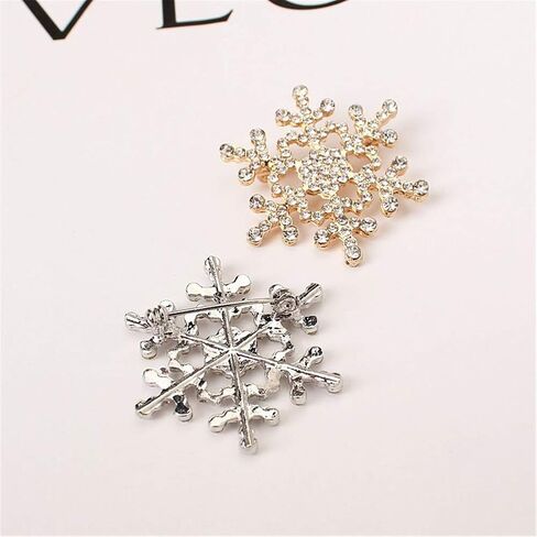 Rhinestone Snowflake Brooch Pins Winter Wedding Crystal Christmas Brooch Jewelry for Women in Kuwait